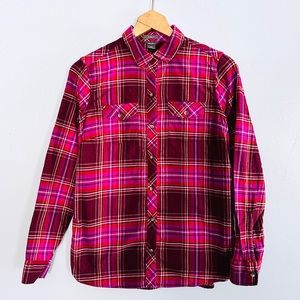 Eddie Bauer Classic Fit Flannel | Dark Raspberry Pink, Magenta and Bright Red